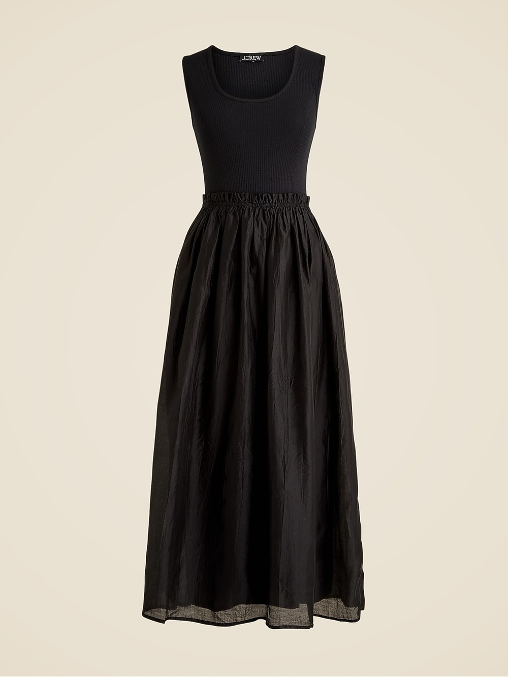 J. Crew Black Ripped Tank Sleeveless Summer Dress w/ Gathered Waist